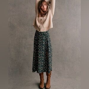 Sezane Tabata skirt in Navy Miranda print, FR 40